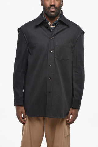 Overshirt in Twill di Cotone con Taschino
