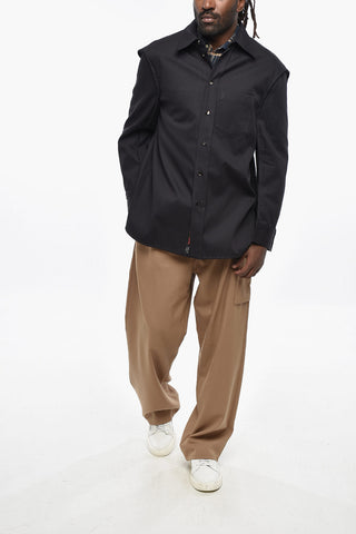 Overshirt in Twill di Cotone con Taschino
