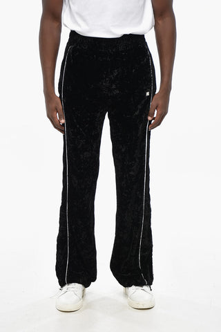 Velvet Pants with Elastic Waistband and Ankle Drawstring 