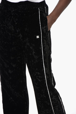 Velvet Pants with Elastic Waistband and Ankle Drawstring 
