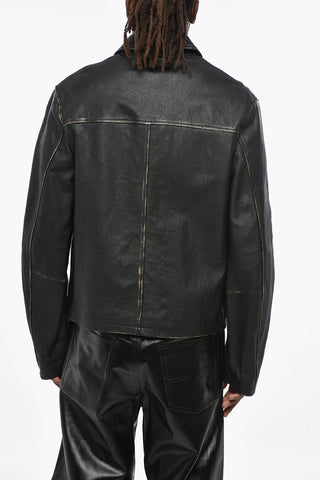 RED TAG Vintage-Effect Leather Jacket BLIXIA with Front Zip
