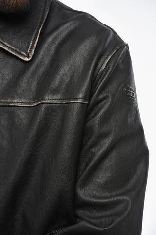 RED TAG Vintage-Effect Leather Jacket BLIXIA with Front Zip