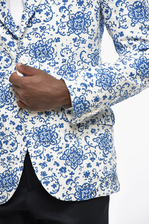 MAN 3-Button Patterned Linen Jacket