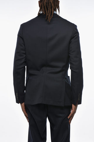 Two-Button Wool Jacket with Double Vents and Classic Notch Lapel