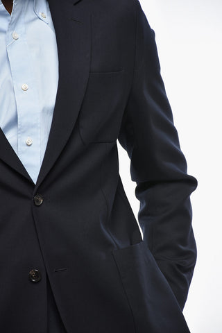 Two-Button Wool Jacket with Double Vents and Classic Notch Lapel