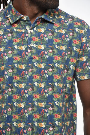 Kurzärmeliges Poloshirt Mit Blumenmuster