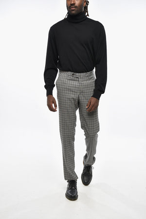 Pantaloni Super Slim Fit in Lana Vergine a Quadretti
