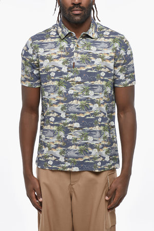Cotton Polo With Beach Print