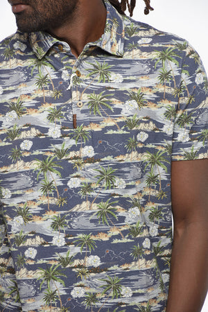 Cotton Polo With Beach Print