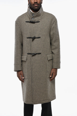 Houndstooth Patterned Coat with Frogs