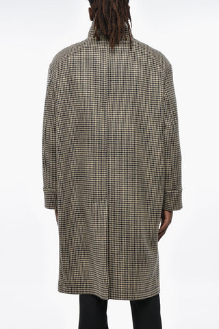 Houndstooth Patterned Coat with Frogs
