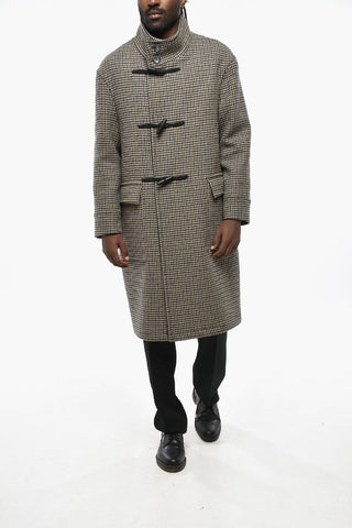 Houndstooth Patterned Coat with Frogs