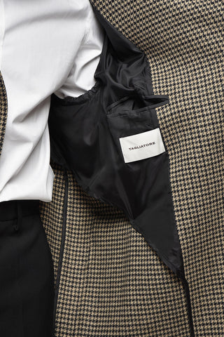 Houndstooth Patterned Coat with Frogs