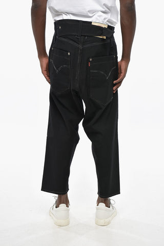 EYE MAN LEVIS Baggy-Fit Hosen aus Wollmischung mit Lederdetails