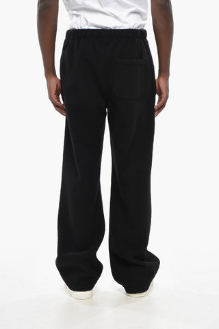 Straight Leg Virgin Wool Pants with Elastic Waistband
