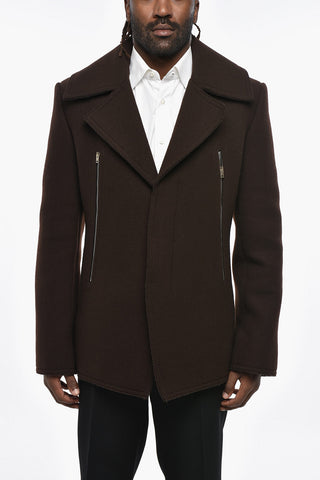 Felted Wool Jacket with Hidden Buttoning and Zip Details