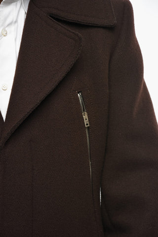 Felted Wool Jacket with Hidden Buttoning and Zip Details