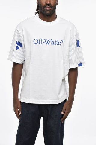 Crew Neck BOOKISH STRIPES Cotton T-Shirt