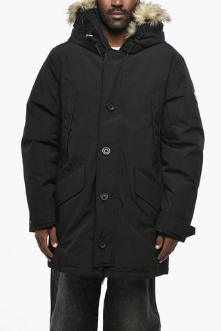 Solid Color ANNEX Down Jacket with Faux Fur Detail