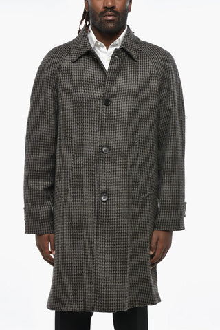 Houndstooth Patterned MARCELLO Coat with Quilted Lining