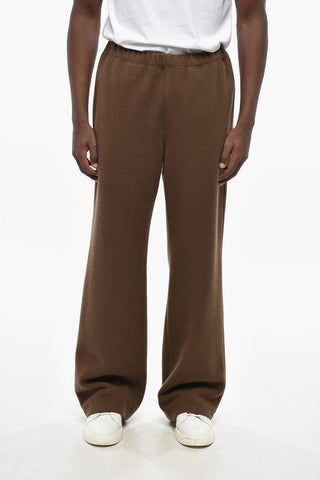 Virgin Wool Straight-Leg Pants with Elastic Waist