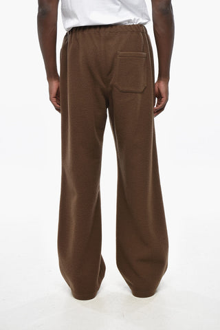 Pantaloni in Lana Vergine a Gamba Dritta con Elastico in Vita
