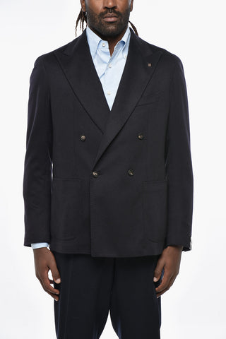 Zweireihige Jacke aus Kaschmir mit Peak-Revers