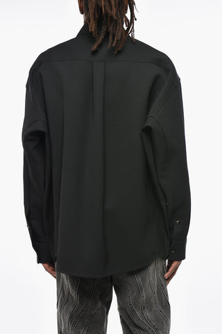 Einfarbiges Overshirt aus Wolle mit Brusttasche