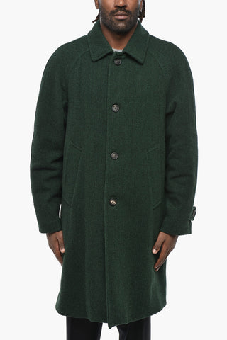 Herringbone Wool Blend Coat with Flush Pockets