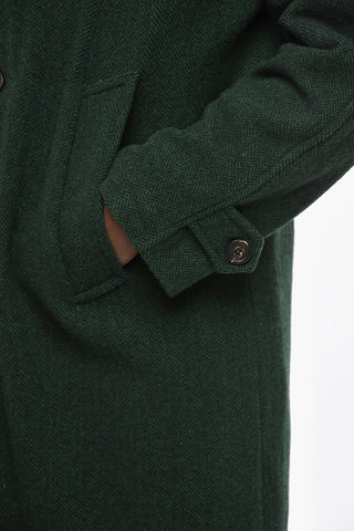 Herringbone Wool Blend Coat with Flush Pockets