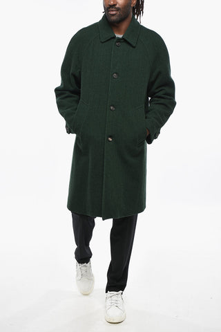Herringbone Wool Blend Coat with Flush Pockets