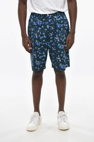 Cotton Poplin Single-Pleat Shorts with All-Over Logo