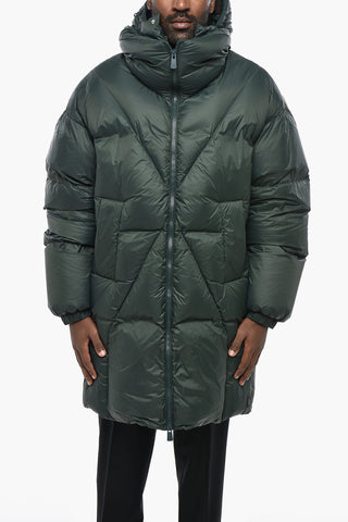 Quilted DOUBLE MAXI Down Jacket with Front Zip