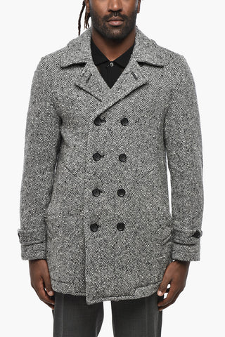 BLACK Cappotto Doppiopetto Motivo Herringbone 