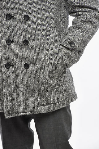 BLACK Cappotto Doppiopetto Motivo Herringbone 