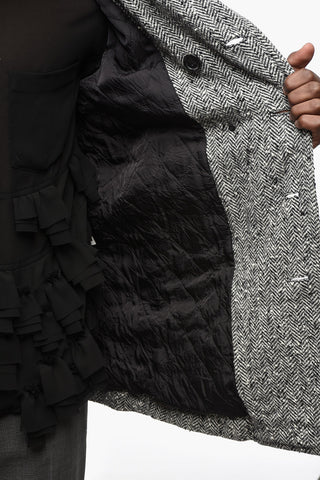 BLACK Cappotto Doppiopetto Motivo Herringbone 