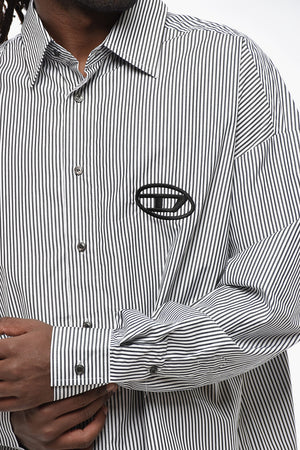Gestreiftes Hemd S-DOUBER Aus Baumwoll-Popeline Mit Besticktem Monogramm