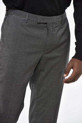 Micro Houndstooth Motif Virgin Wool Skinny Fit Pants