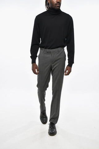 Micro Houndstooth Motif Virgin Wool Skinny Fit Pants