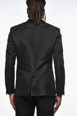 1-Knopf-Jacke LORD FIT aus Lurex mit Peak-Revers