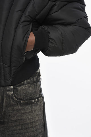 Cropped Fit Padded Bomber Jacket with Quilted Motif