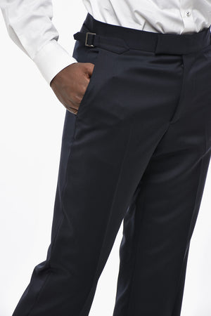 Virgin Wool Straight-Leg Trousers SANG with Martingale