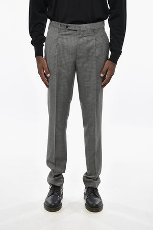 Houndstooth Motif Virgin Wool PREPPY FIT Pants