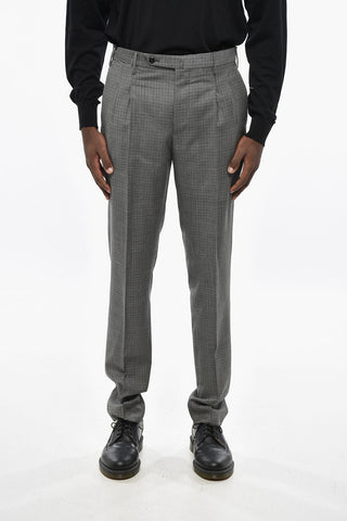 Pantaloni PREPPY FIT in Lana Vergine con Motivo Pied-de-Poule