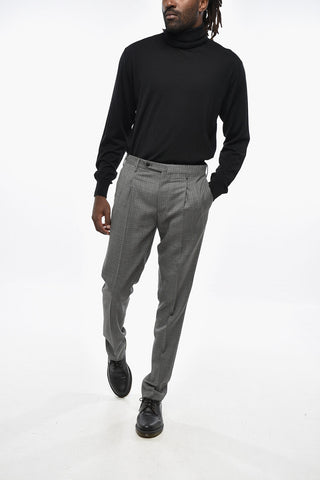 Pantaloni PREPPY FIT in Lana Vergine con Motivo Pied-de-Poule