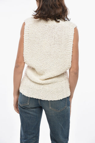 V Neck Knitted Sleeveless Top