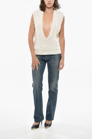 V Neck Knitted Sleeveless Top