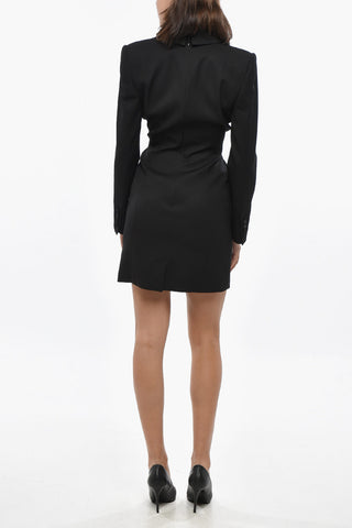 Wool Blazer Dress with Satin Lapel