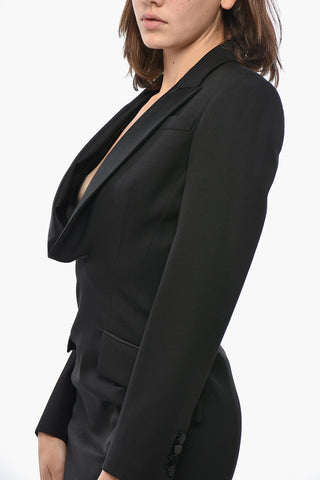 Wool Blazer Dress with Satin Lapel