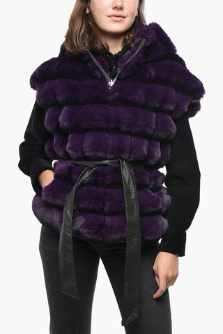 Reversible Eco-fur Vest with Lace Lining